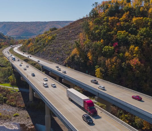 The high bridge at the Pennsylvania Turnpike.