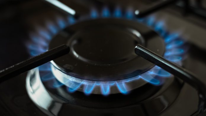 Blue flame of gas stove