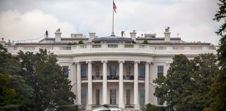 White House with Marine One Parked on Lawn