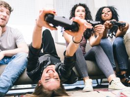 Group of Friends Playing Video Games