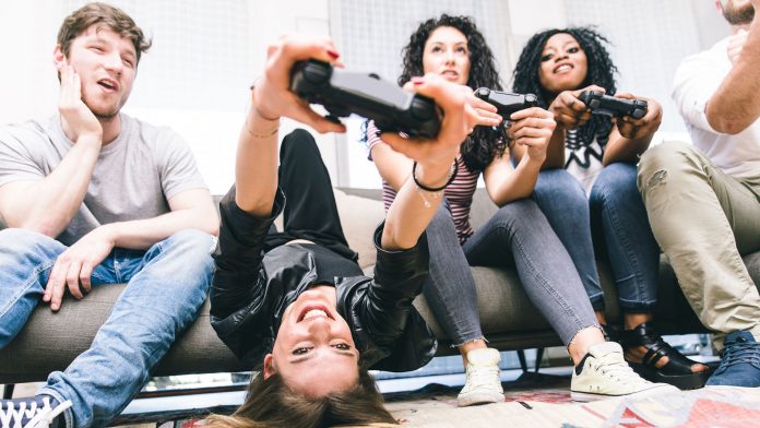 Group of Friends Playing Video Games