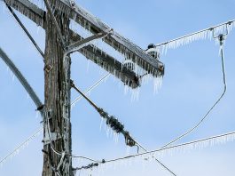 Ice on electric lines