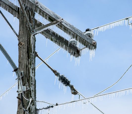 Ice on electric lines