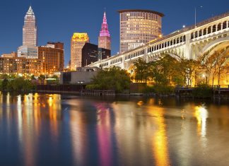 Cleveland Ohio in the evening