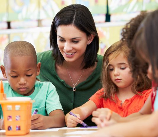 Elementary School Students and Teacher