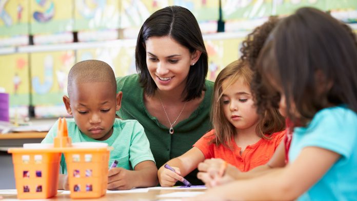 Elementary School Students and Teacher