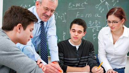 High school students with teacher learning math