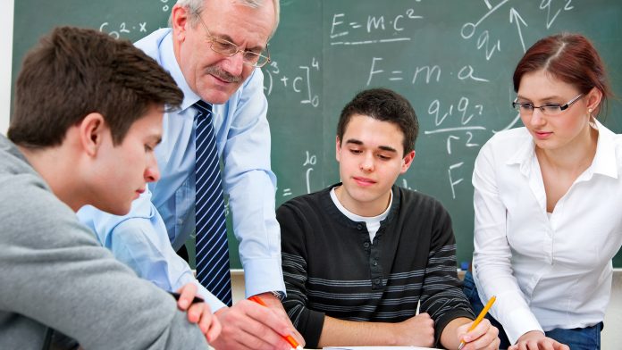 High school students with teacher learning math