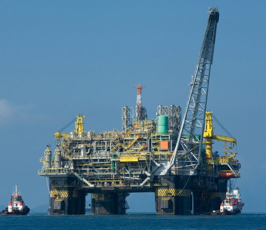 Oil rig in Atlantic Ocean