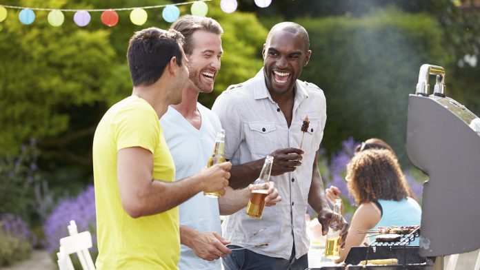 Friends grilling