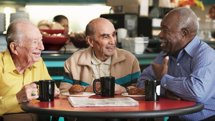 Senior citizens enjoying breakfast