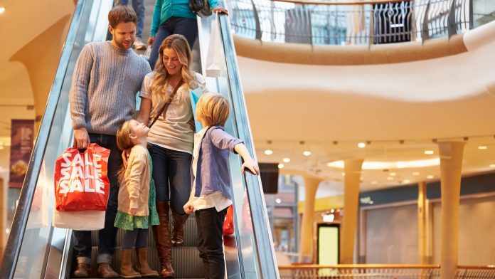 Family at shopping mall