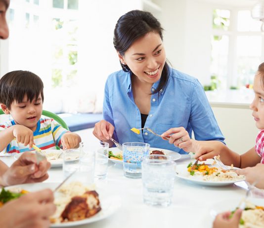 Family eating dinner