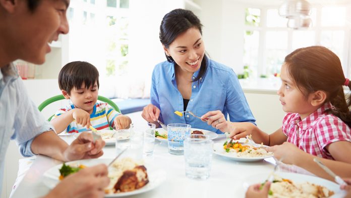 Family eating dinner