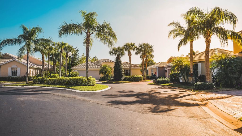 Community houses with palms, South Florida