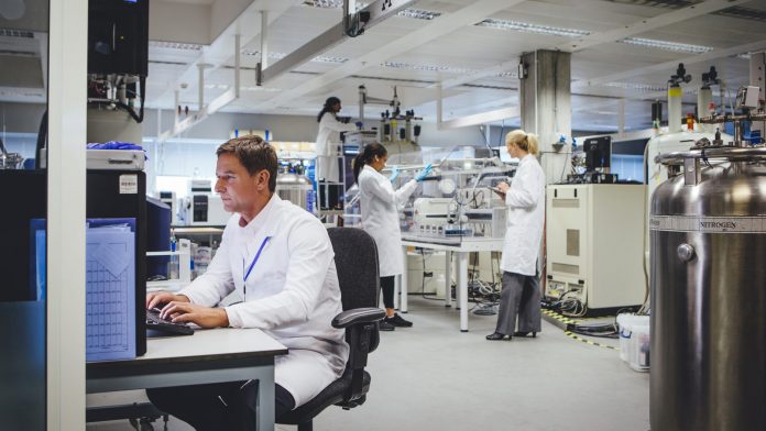 Researchers in a medical laboratory