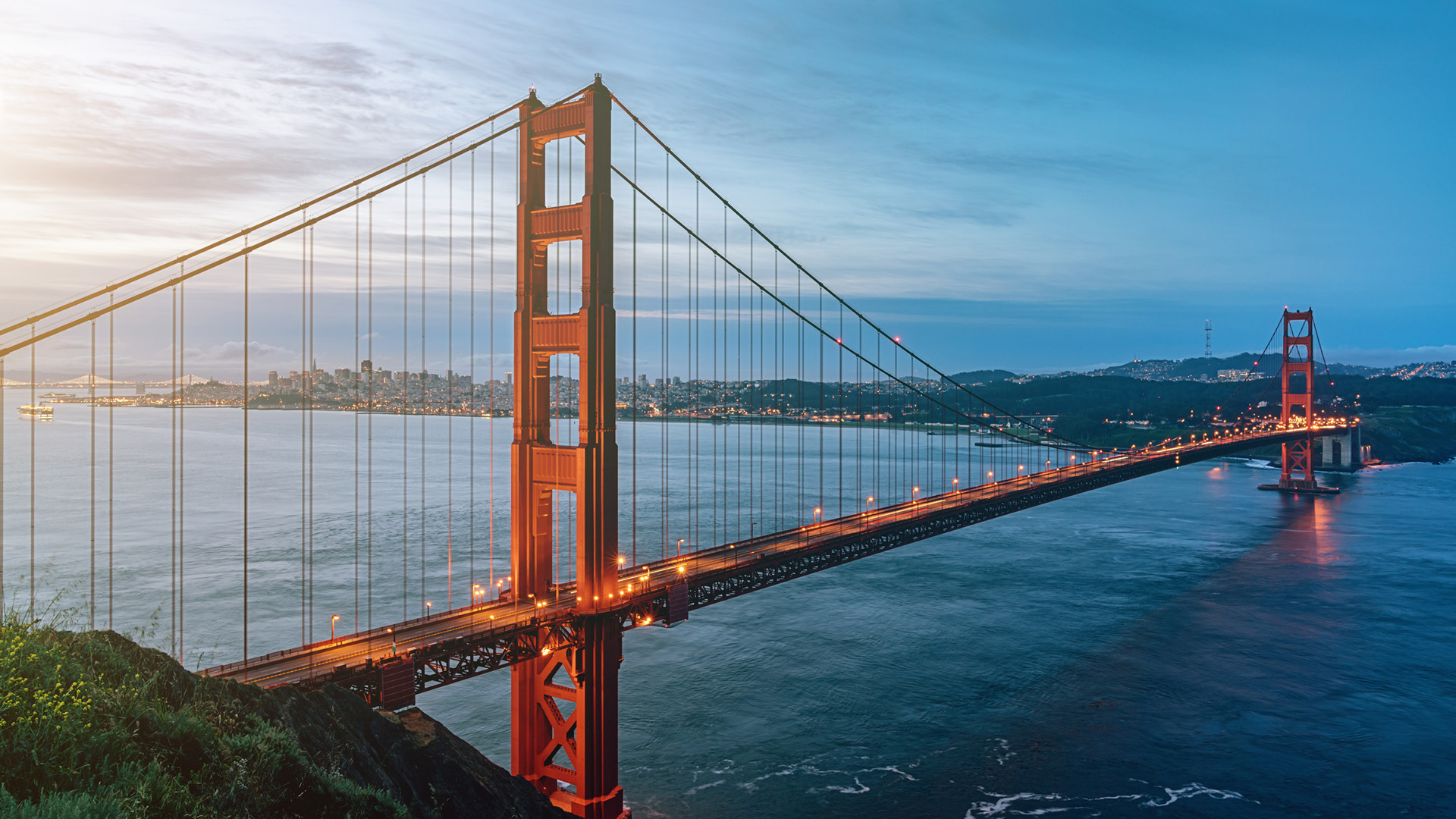 Golden Gate Bridge Sunrise Panorama San Francisco California Usa