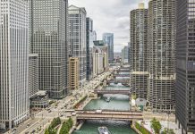 Aerial View of Downtown Chicago River