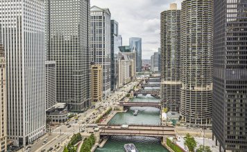 Aerial View of Downtown Chicago River