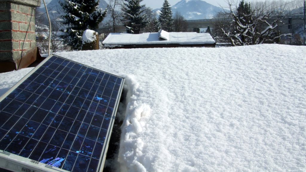 Solar panels in snow