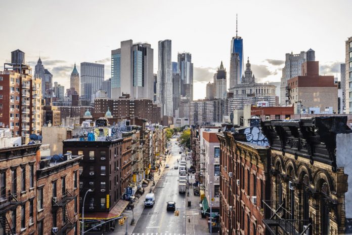 Lower Manhattan cityscape - Chinatown New York