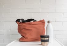 Reusable coffee cup, insulated drink bottle and shopping tote bag