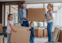 Young family moving into a new house