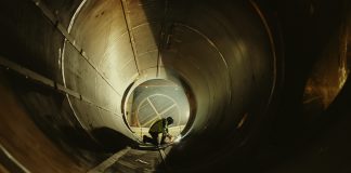 Welder Inside of Pipeline