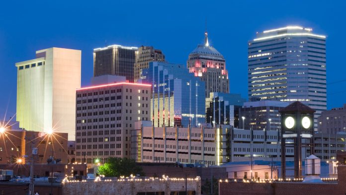 The Oklahoma City skyline at dusk