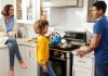 Family Preparing Food on Natural Gas Stove