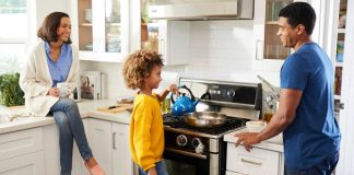 Family Preparing Food on Natural Gas Stove