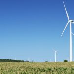 Wind Turbines in Corn Field in Michigan