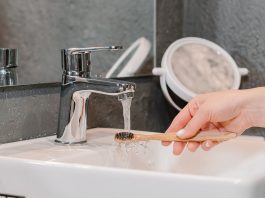 Brushing Teeth with a Bamboo Toothbrush