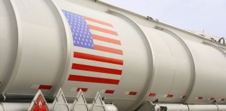 liquid transport pipe with US flag