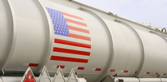 liquid transport pipe with US flag