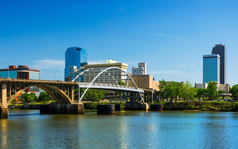 Little Rock skyline with Broadway Bridge and the Arkansas River