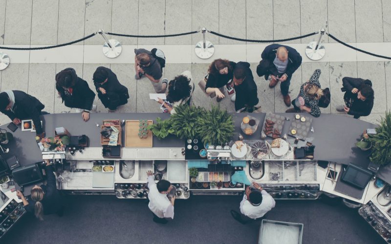 People waiting to order at restaurant