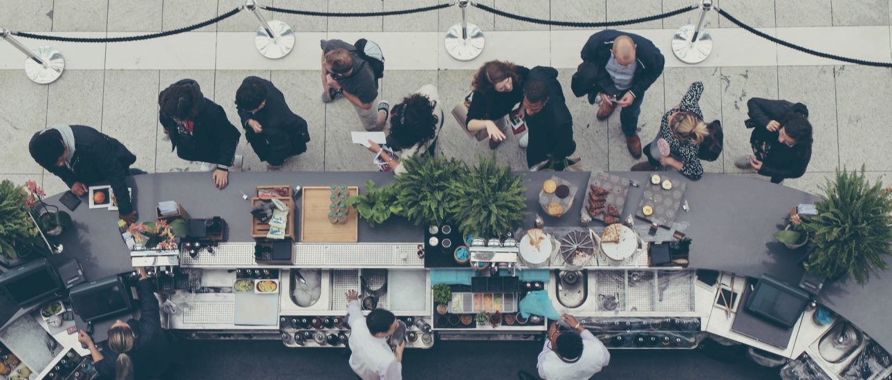 People waiting to order at restaurant