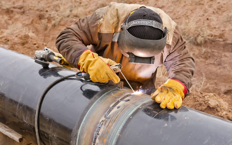 Pipeline construction with welder