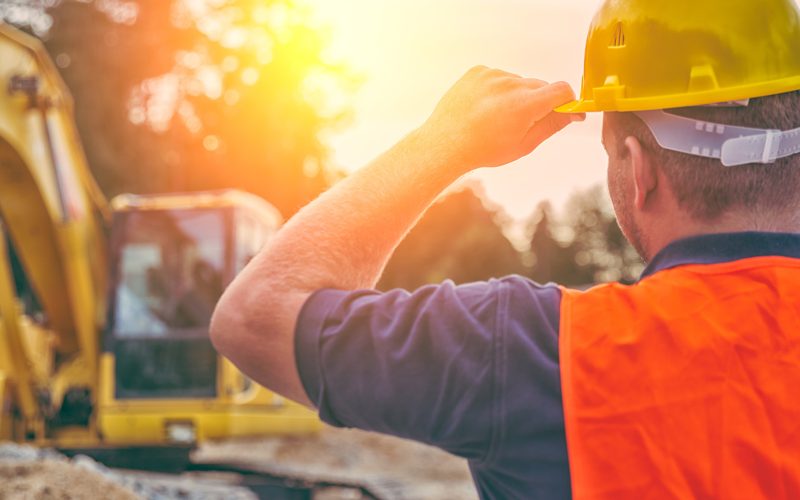 Construction Worker with Excavator