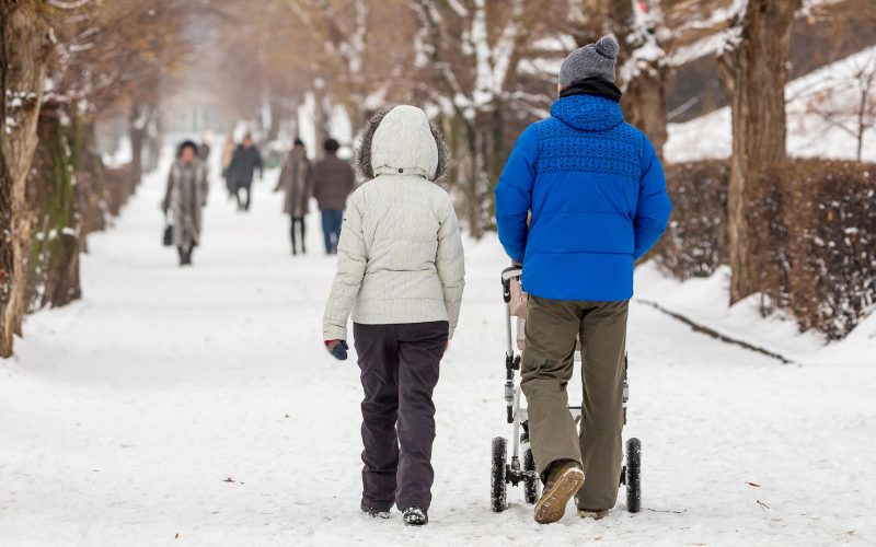 Family Walking in the Winter Snow