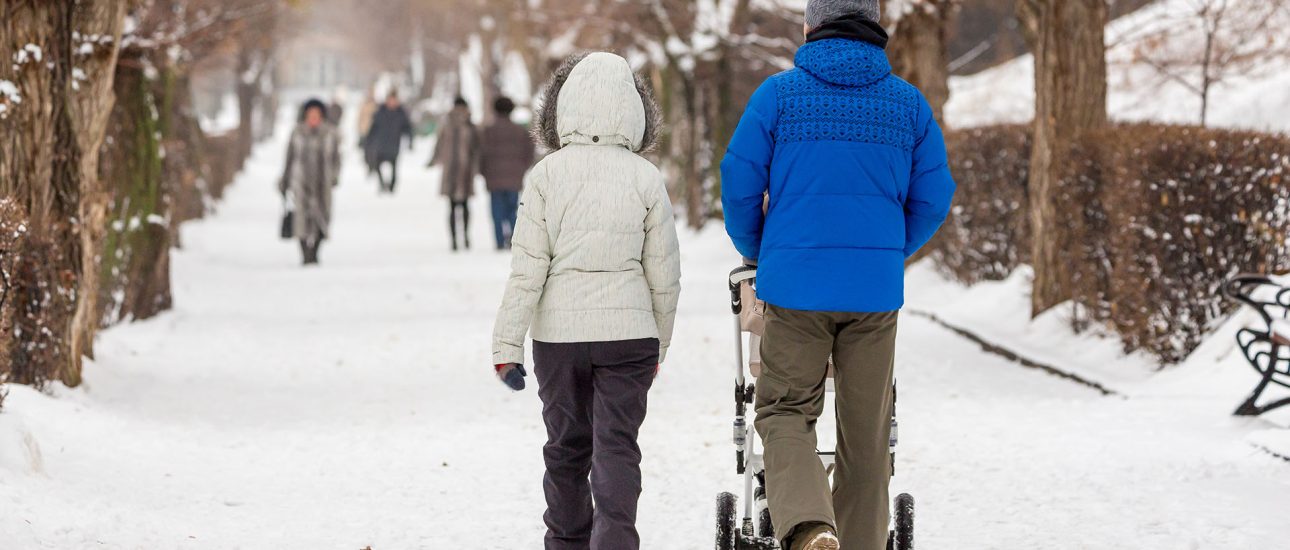 Family Walking in the Winter Snow