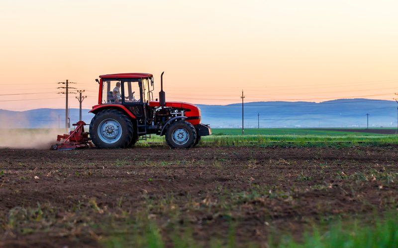 Tractor in a farm field