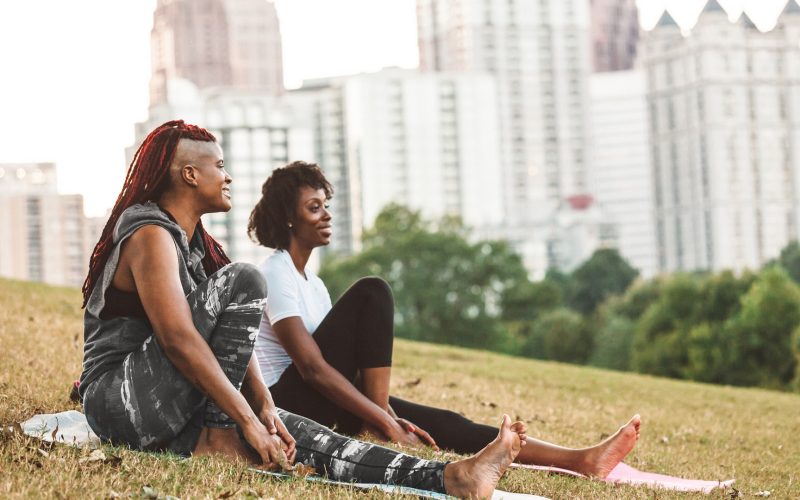 resting after a workout in the park