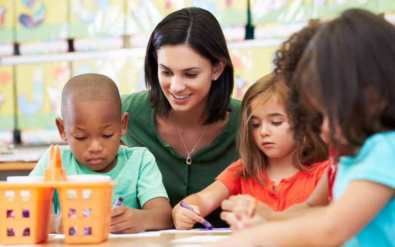 Elementary School Students and Teacher