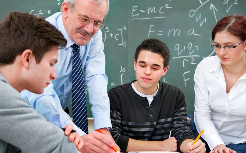 High school students with teacher learning math