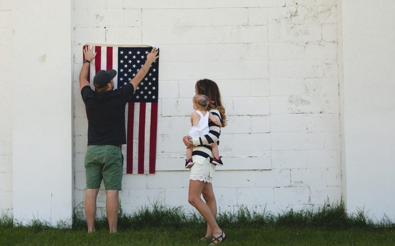 Man holding American flag