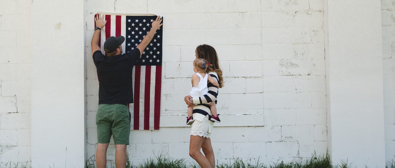 Man holding American flag