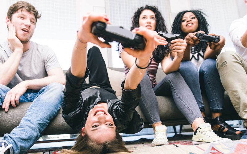 Group of Friends Playing Video Games