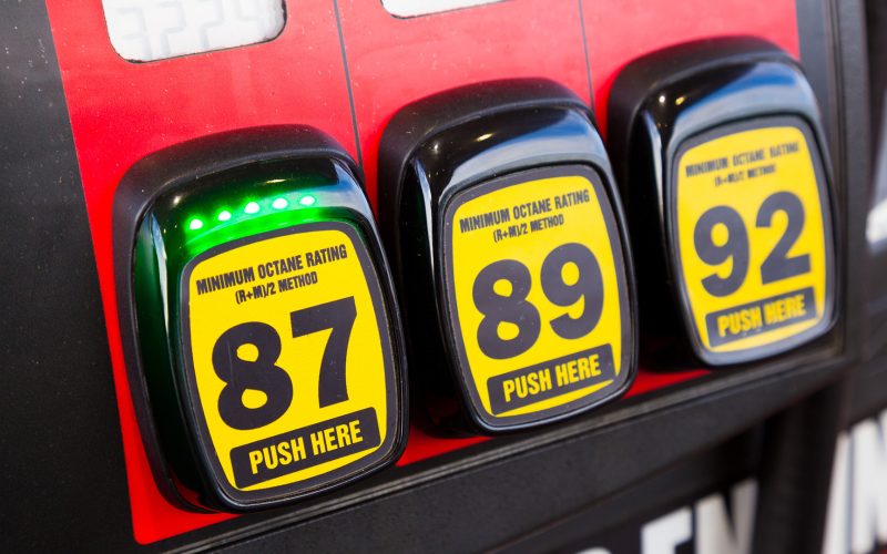 Gas station fuel pump octane